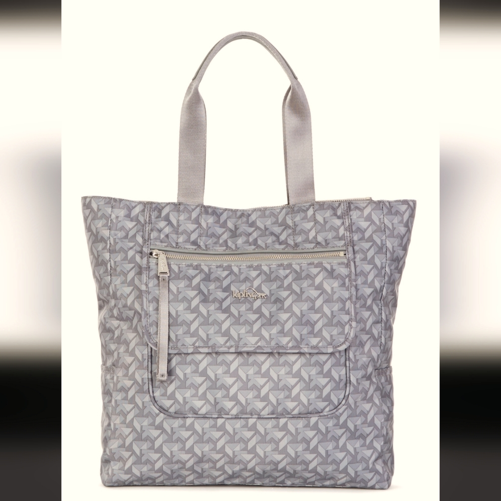 $139 KIPLING RUTH BAG Large Tote ORGANIZER Sturdy Nylon VEGAN Bag NWT Optic Gray
